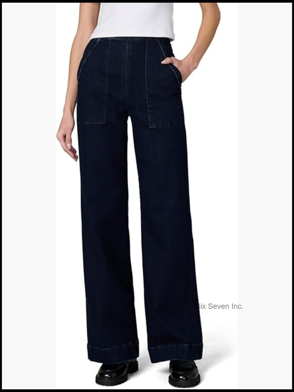 Mid-Weight Indigo Denim Wide Leg Side Zip Pants